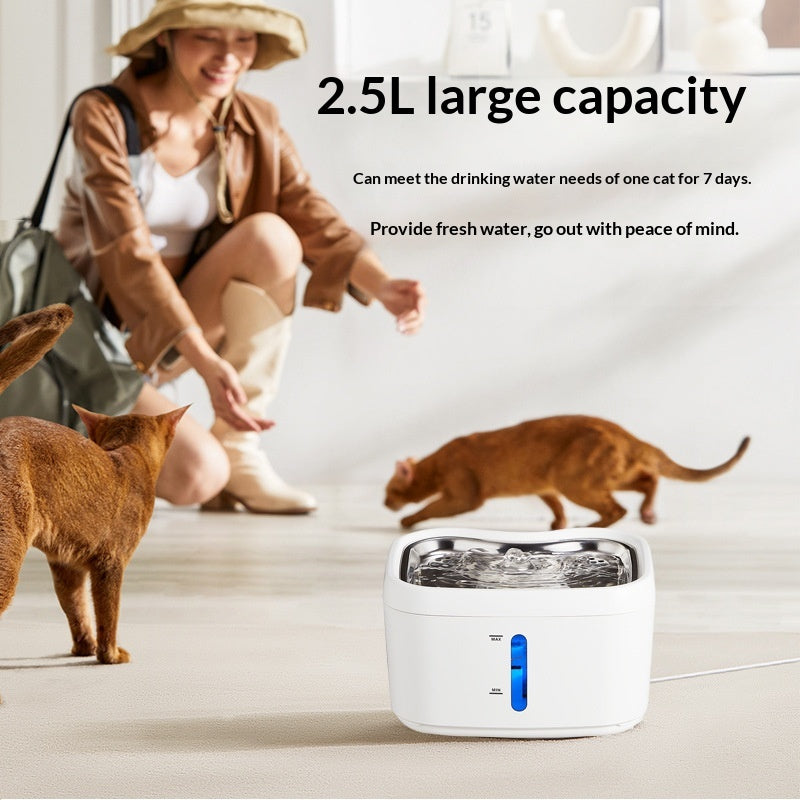 Fontaine d'eau pour chat intelligent avec capteur automatique et alimentation sans fil