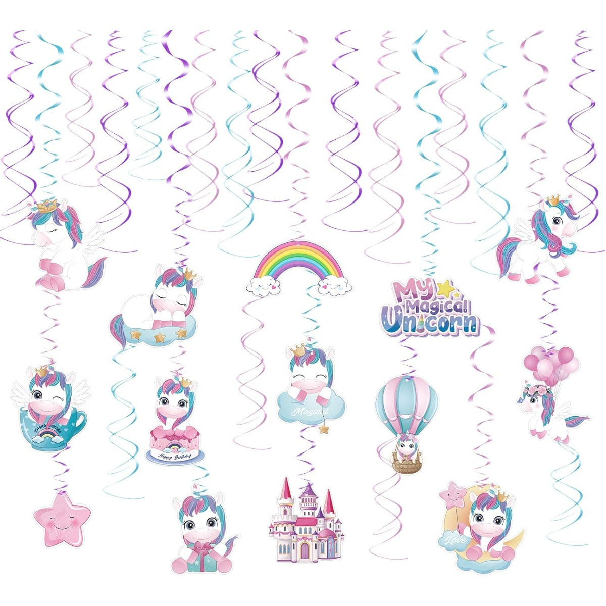 Décorations de soirée et accessoires — Licorne 30 piece Suspendue LANMOK Rainbow Licorne Spi