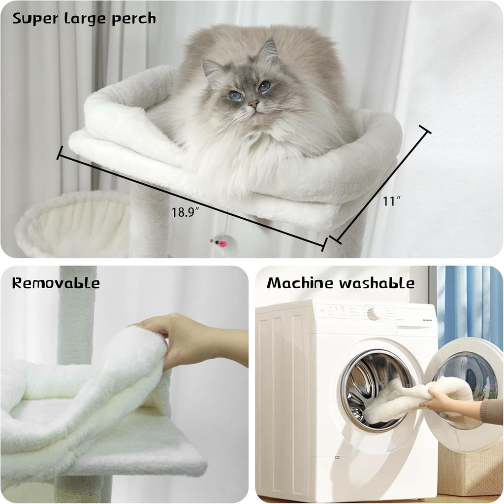 68in Grand arbre de chat vert multi-niveaux avec hamacs