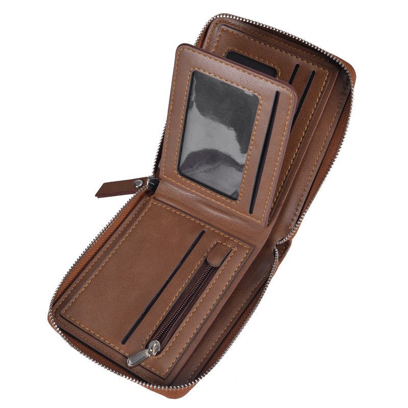 Men's Retro Multi-Card Zipper Wallet
