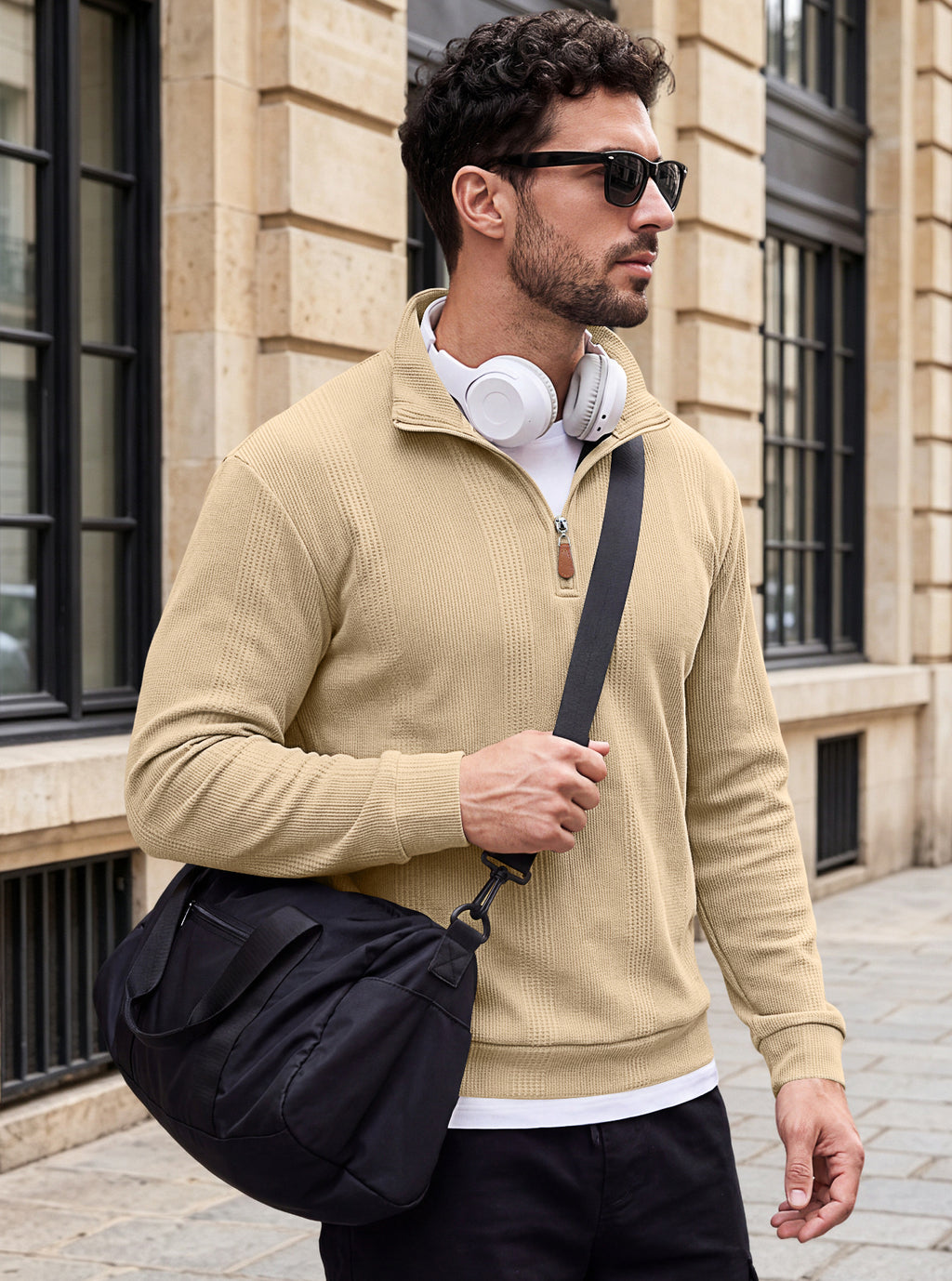 Texture à bande verticale de printemps et d'automne pour hommes transfrontaliers