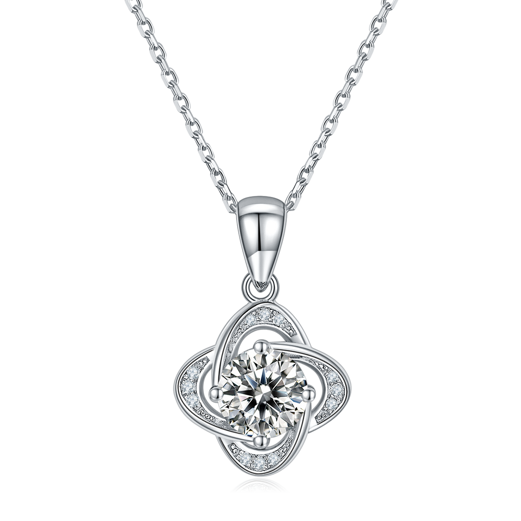 S925 Collier pendentif en argent Sterling 4-Leaf Clover
