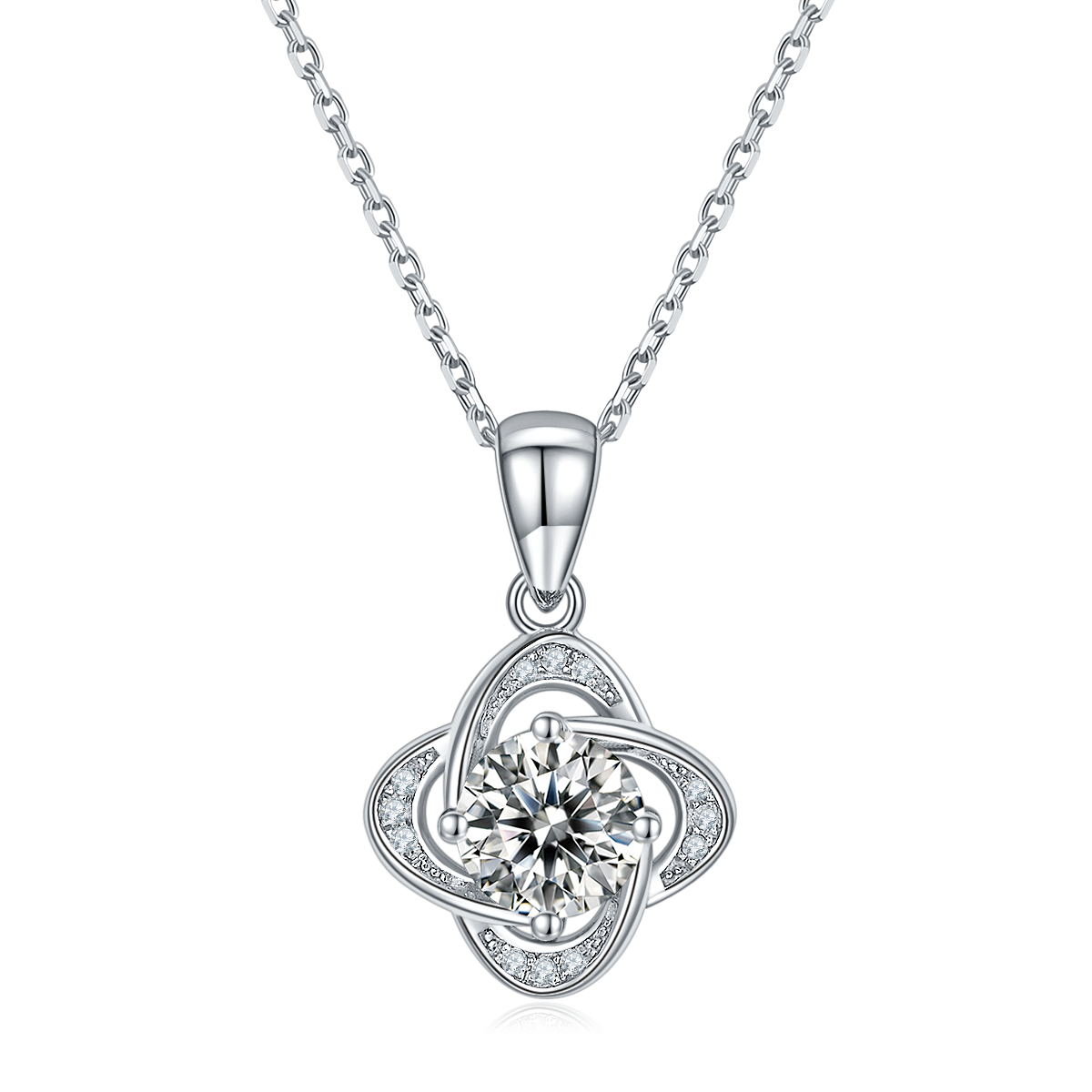 S925 Collier pendentif en argent Sterling 4-Leaf Clover