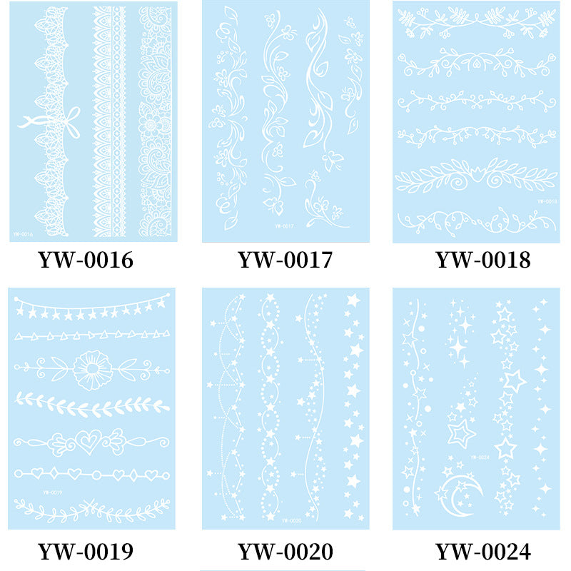 Stickers Tattoo Glow In The Dark Henna Intricate Dentelle Hand & Arm Designs pour Halloween Chr