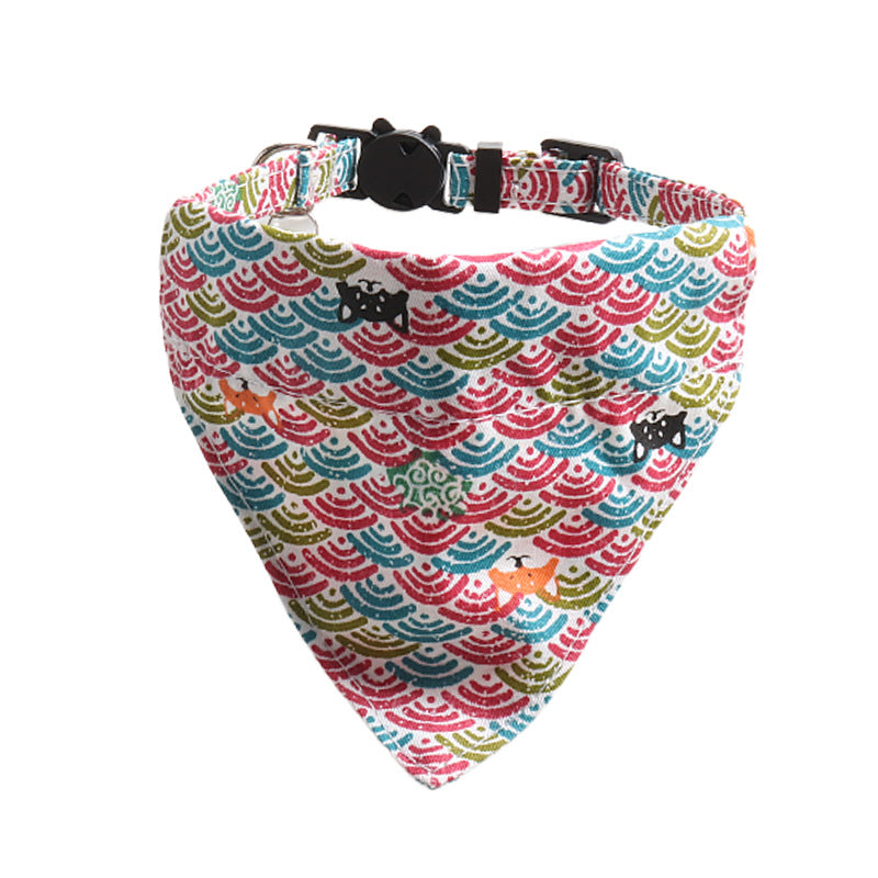 Style japonais Tang Grass modèle collier de chat deux-pièces Bow Binder triangulaire
