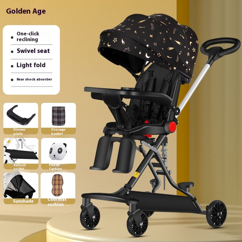Enfants à quatre roues Bébés Trolley inclinable bidirectionnel pliant léger