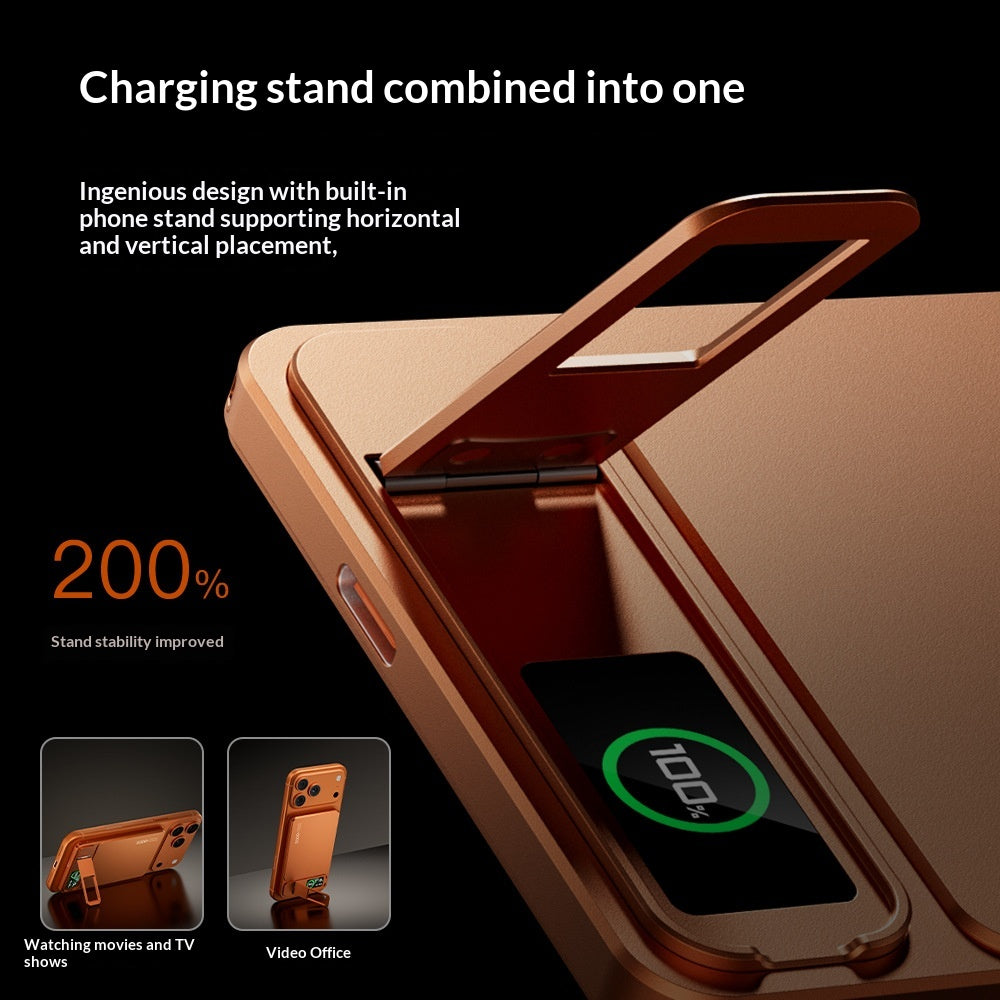 Batterie externe ultra-mince avec support d'écran couleur et charge magnétique sans fil