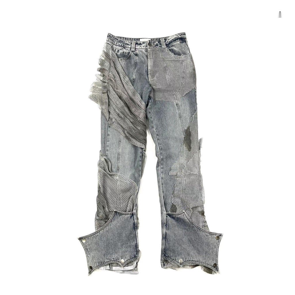 Desert Camouflage Mesh Lavé et Orné Bat Jeans Couple