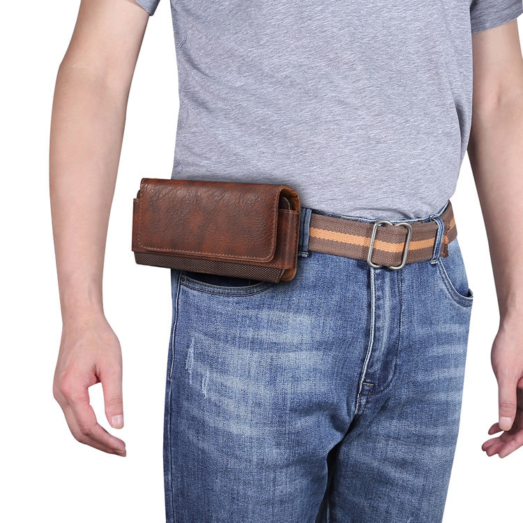 Buckle Waist suspendu sac de téléphone mobile en cuir ceinture horizontale