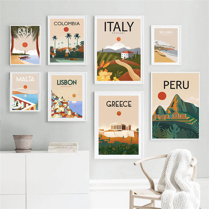 Affiche de voyage de la ville Peinture toile Art Décor