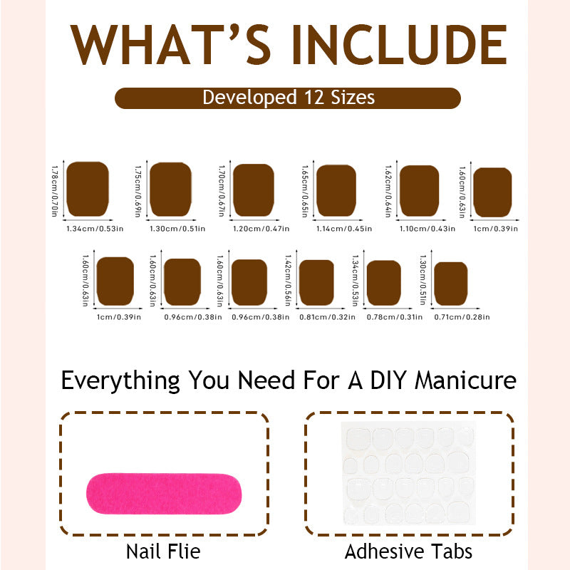 Marron foncé à la main ongles portables style court Conseils de ongles