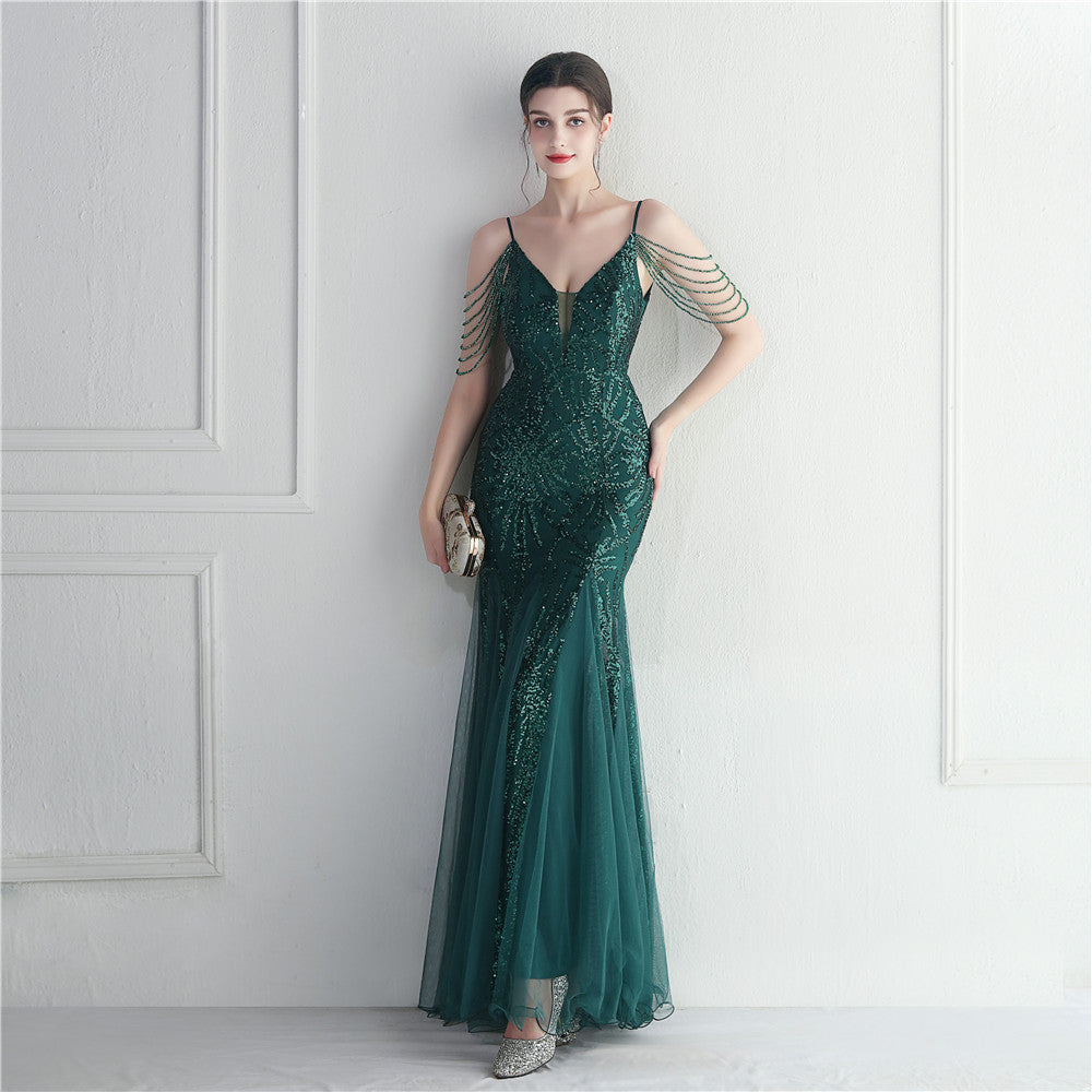 Mesh Perade mariage mariage mariage long camisole soirée Gown