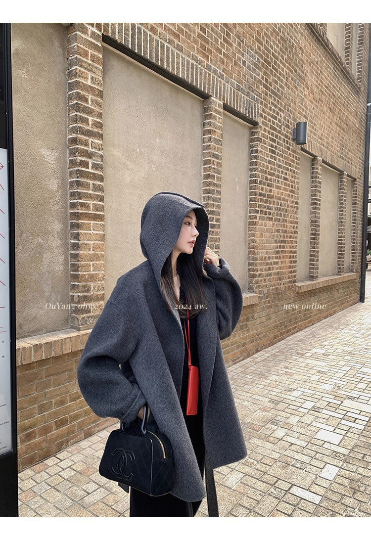 Femme Laine sophistiquée Coat double face
