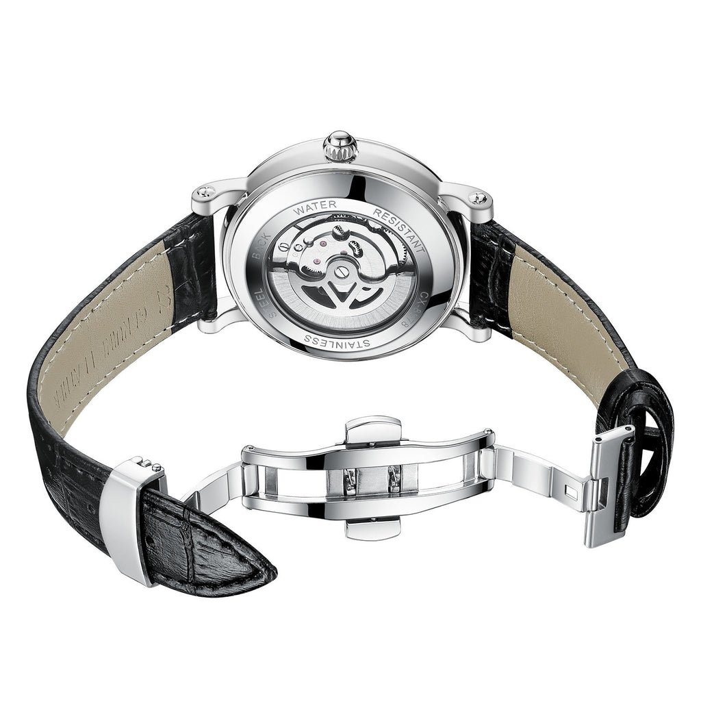 Montre mécanique haute de gamme pour hommes à volant à volant lumineux