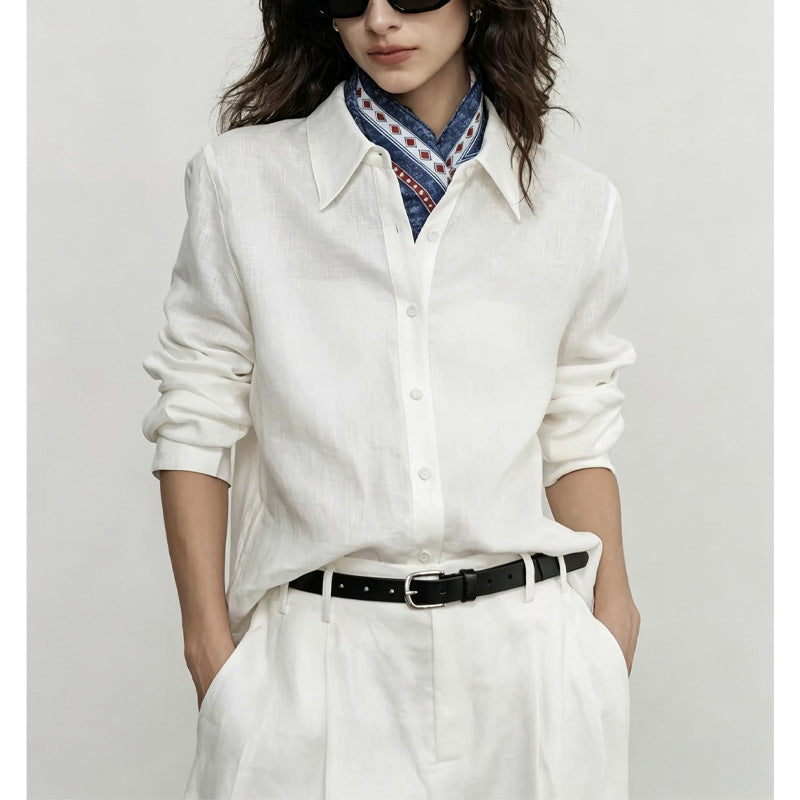 Haut de blouse de style lin pour femmes