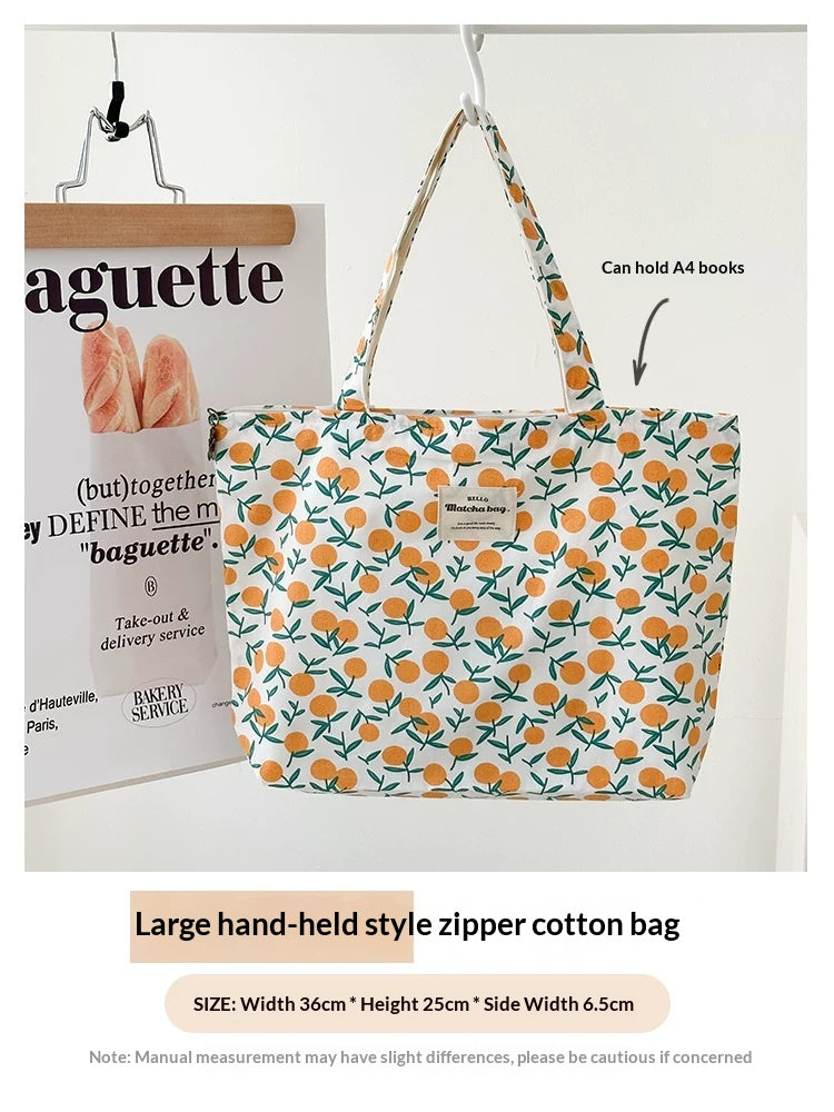 Camellia Grande et moyenne zipper femmes coton léger été sac à main