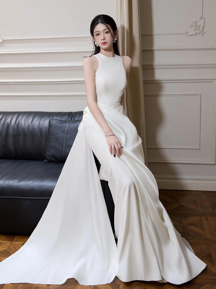 Robe de mariée légère sans pli de style français Chic et Luxe Satin