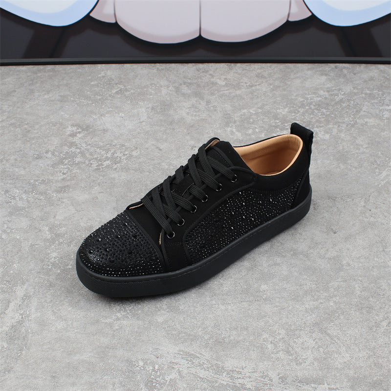 Sneakers de mode respirants bas-haut pour hommes Strass Rouge Fond