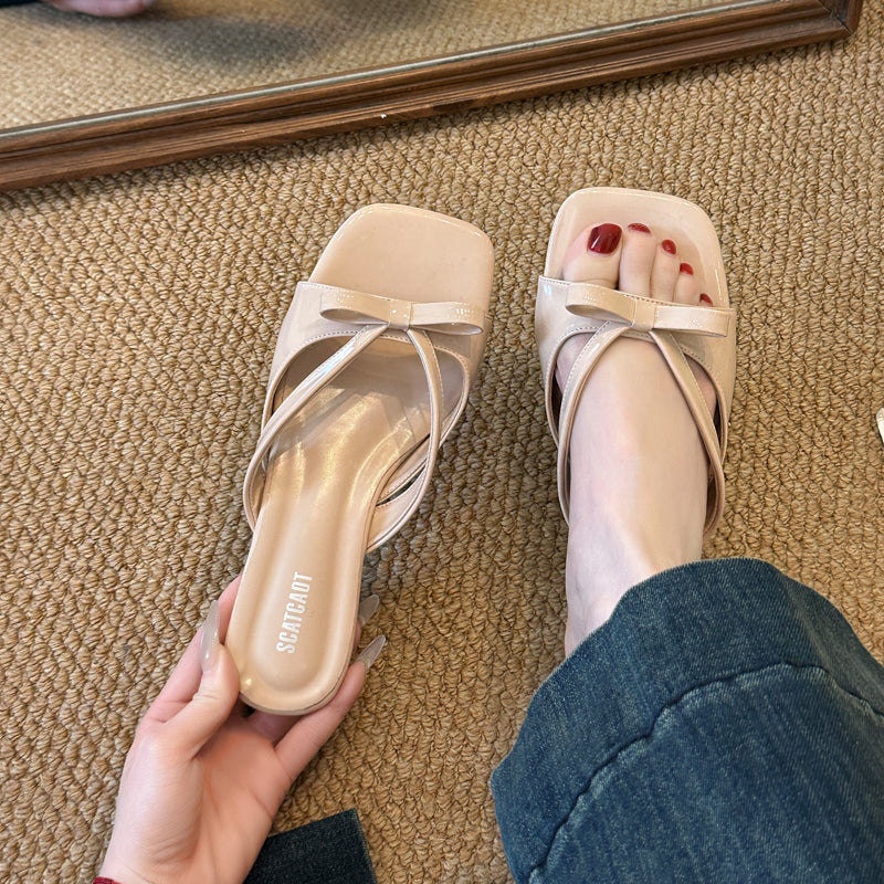 Sandales de talons d'orteils à la française Bow Square