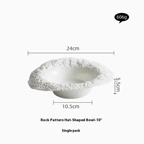 Chapeau de paille Plaque céramique Deep Plate Dîner Plaque Soupe Bol Salade