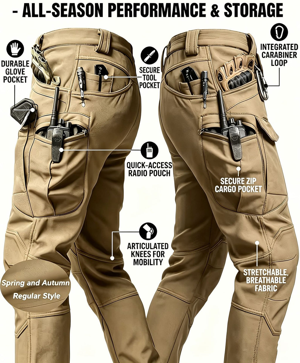Pantalon de travail tactique résistant à l'usure extérieure pour hommes