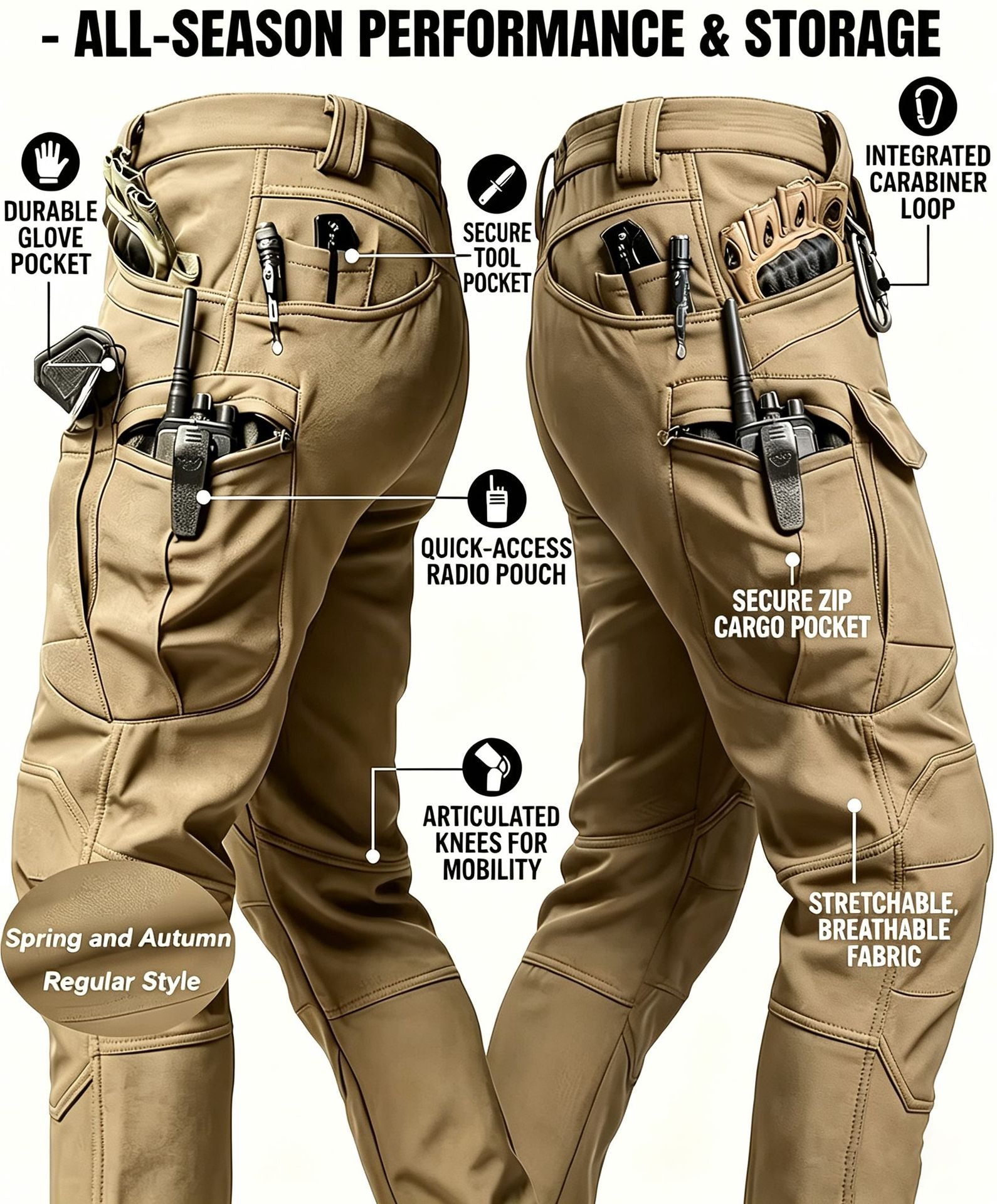 Pantalon de travail tactique résistant à l'usure extérieure pour hommes