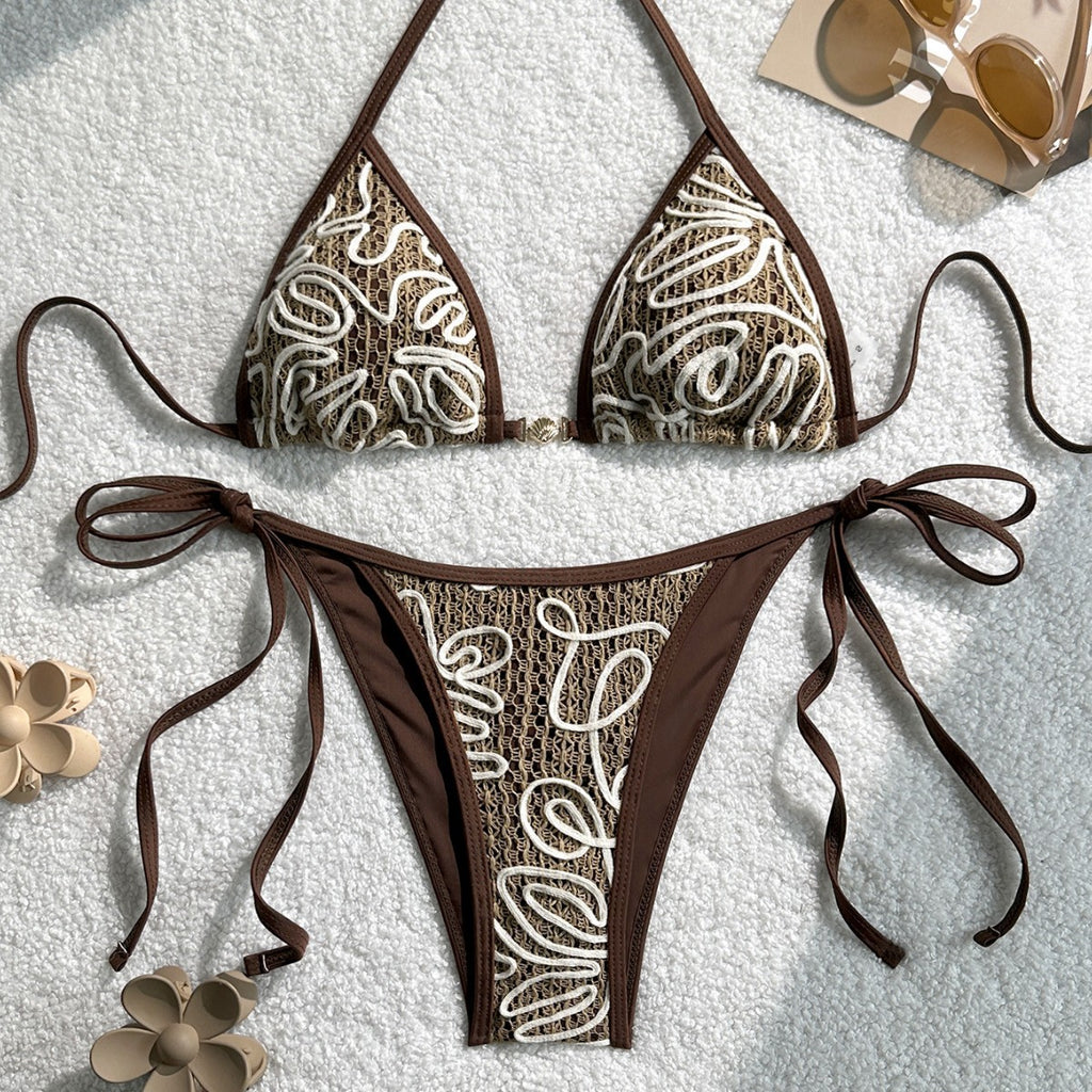 Femmes Sexy deux-pièces de maillot de bain Split avec Tie-side Bikini