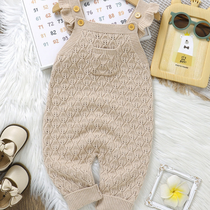 Automne et hiver Infant Solid Color Flounced Sling Rompers combinaison de saut