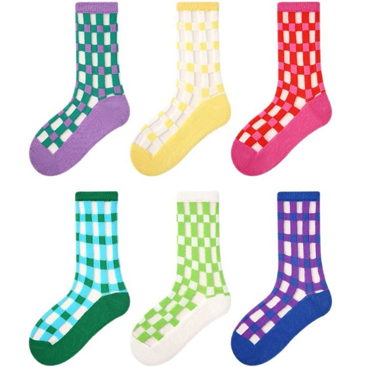 Chaussettes pour enfants Été Couleur Matching Plaid Coréen Bébé