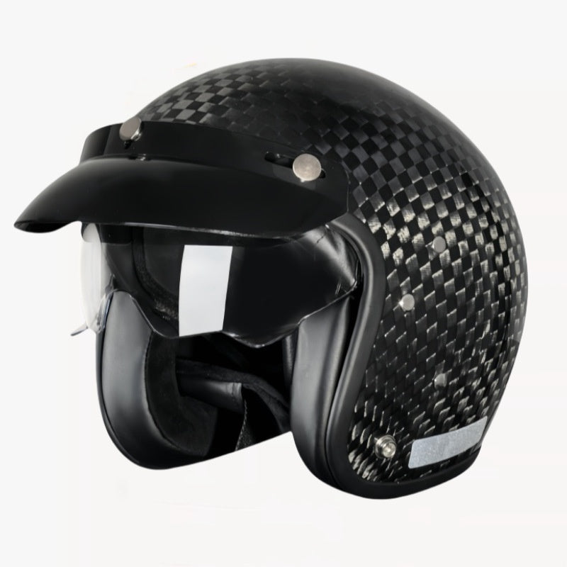 Casque de moto électrique en fibre de carbone