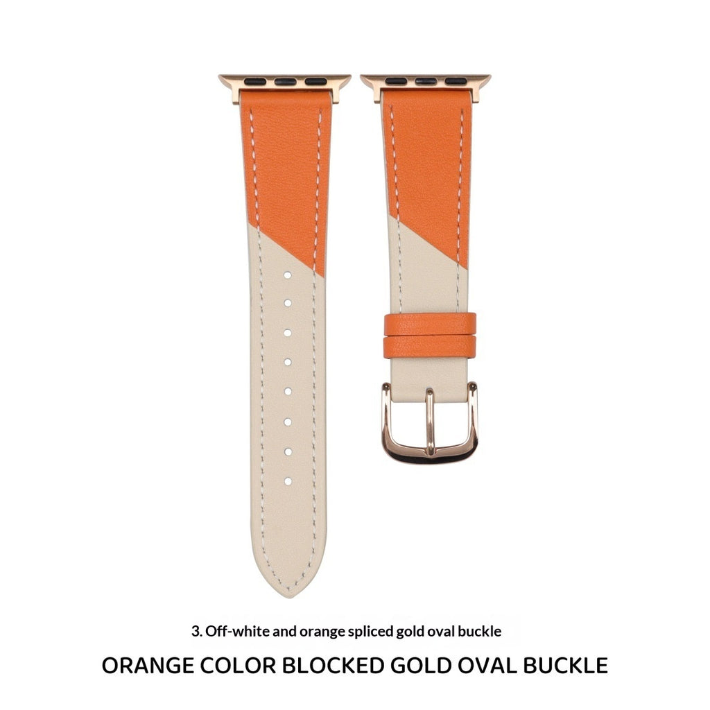 Bracelet en cuir beige orange