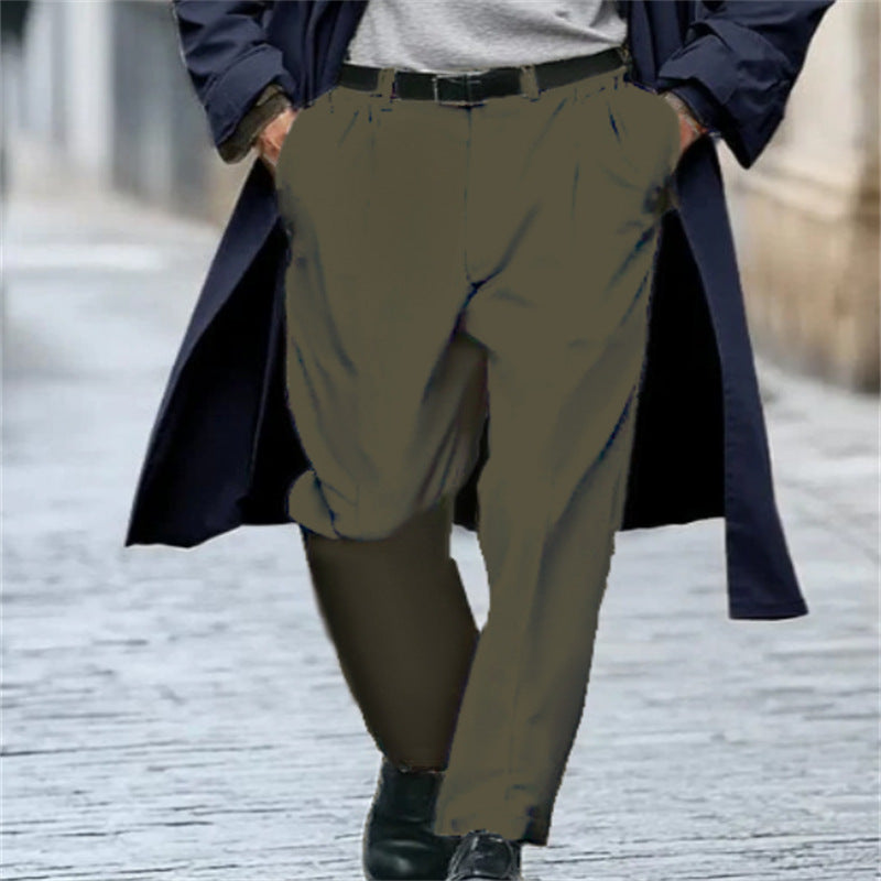 Hommes Affaires Formel Solid-Color New-Style Outdoor Street-Style Straight-Leg Pantalons de costume