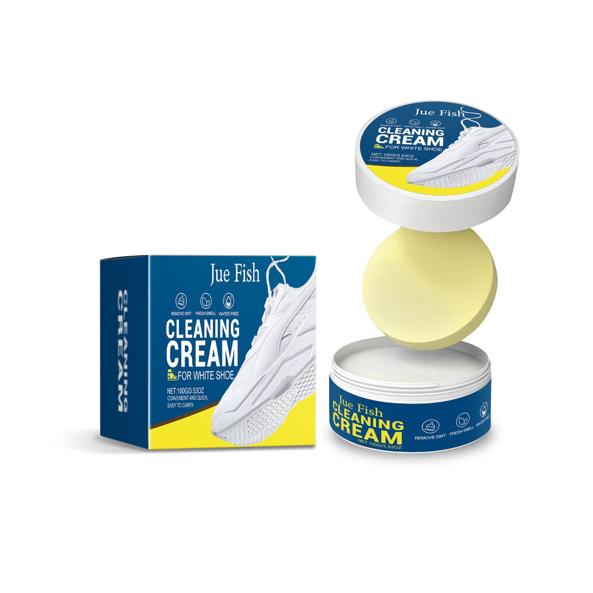 Crème de nettoyage de chaussures blanches JUE FISH