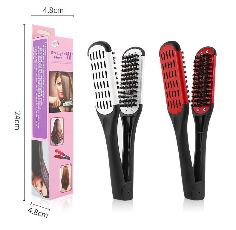 Peigne de pince de coiffure Bristle cheveux droits Styling cheveux droits Comb en forme de V
