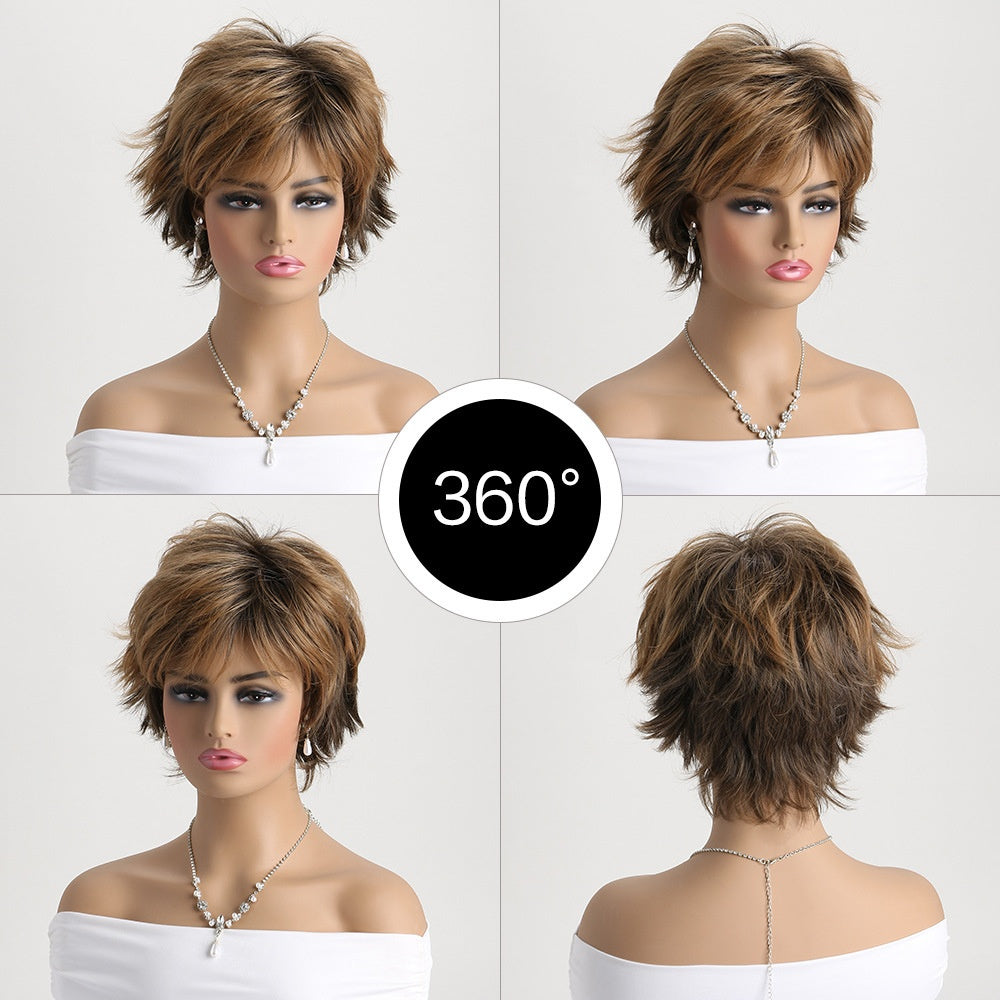 Perruque, style européen et américain, perruque ultra-réaliste courte bouclée, cheveux synthétiques T