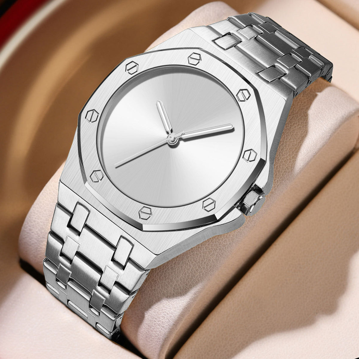 Simple Smooth-surface Octagonal Waterproof Quartz Mens Watch