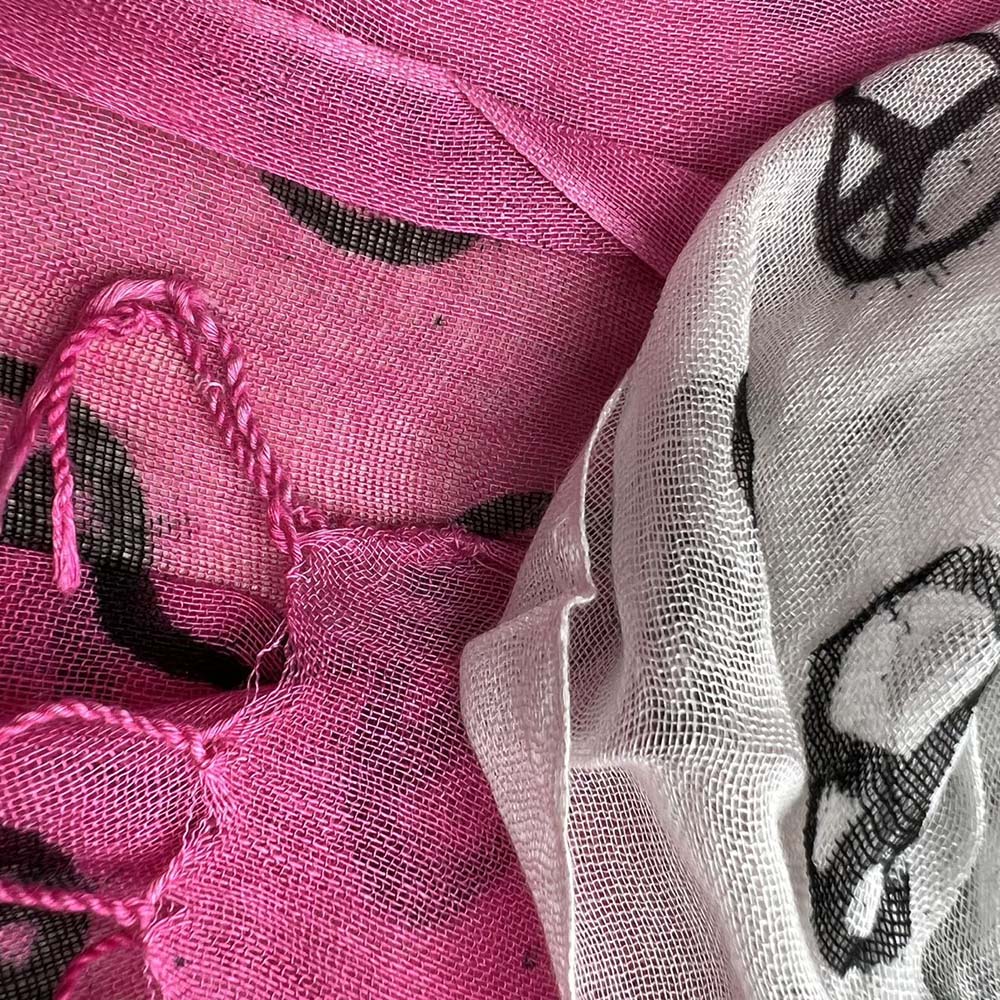 Semi-sheer pink scarf 2pcs