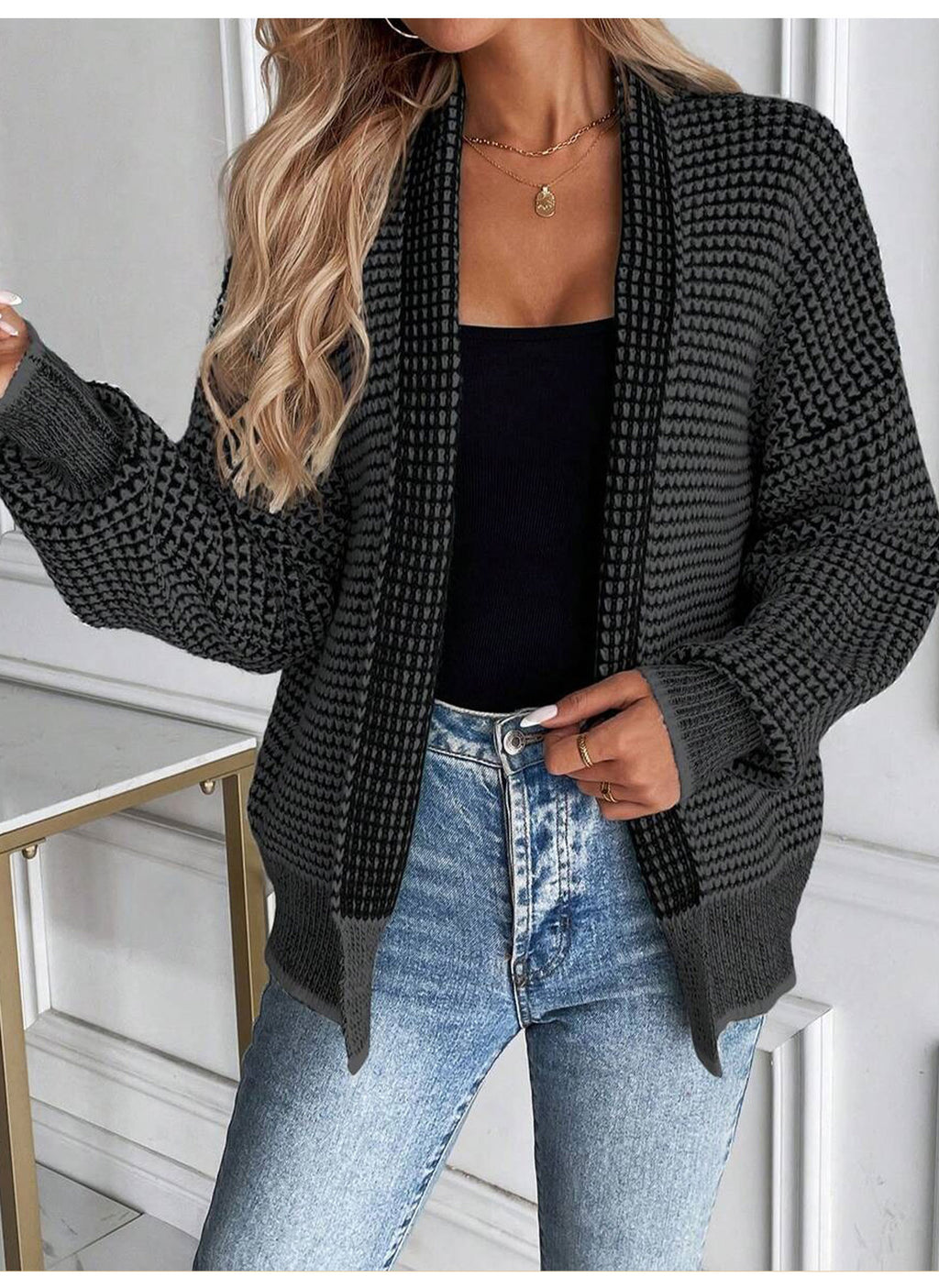 Manteau de sweater en plaqué cardigan pour femmes