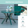 Table de patio ronde en plastique de 36,25 po de dia avec trou de parapluie