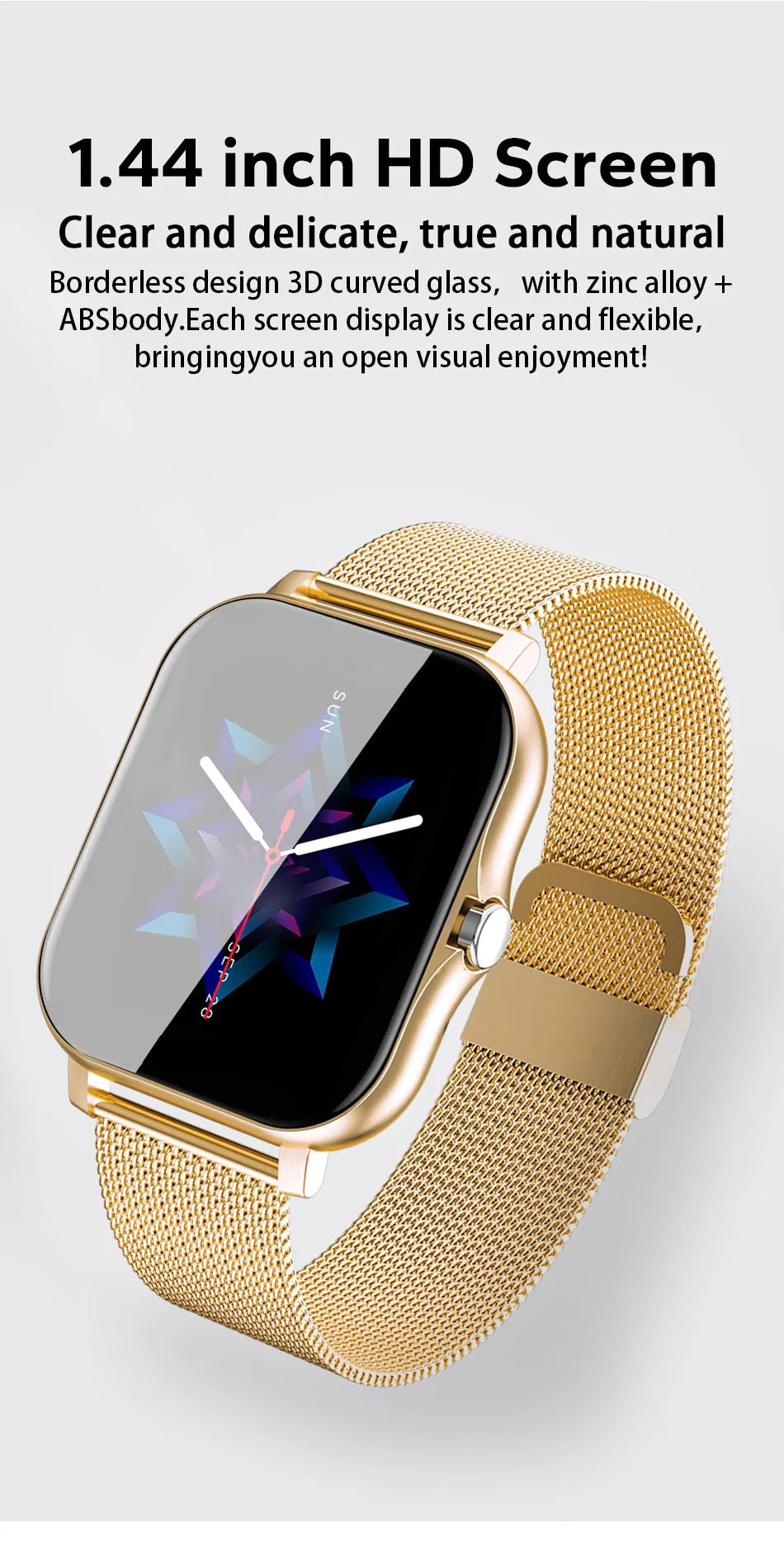 Smart Watch écran de 144 pouces Full Touch hommes et femmes Bluetooth appel