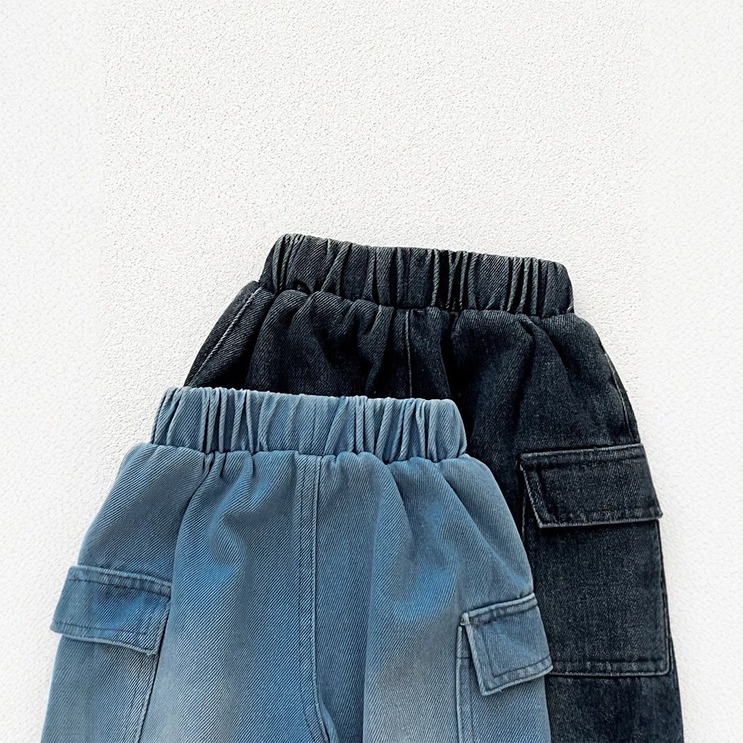Pantalons de style coréen Trendy Stitching Cargo Jeans