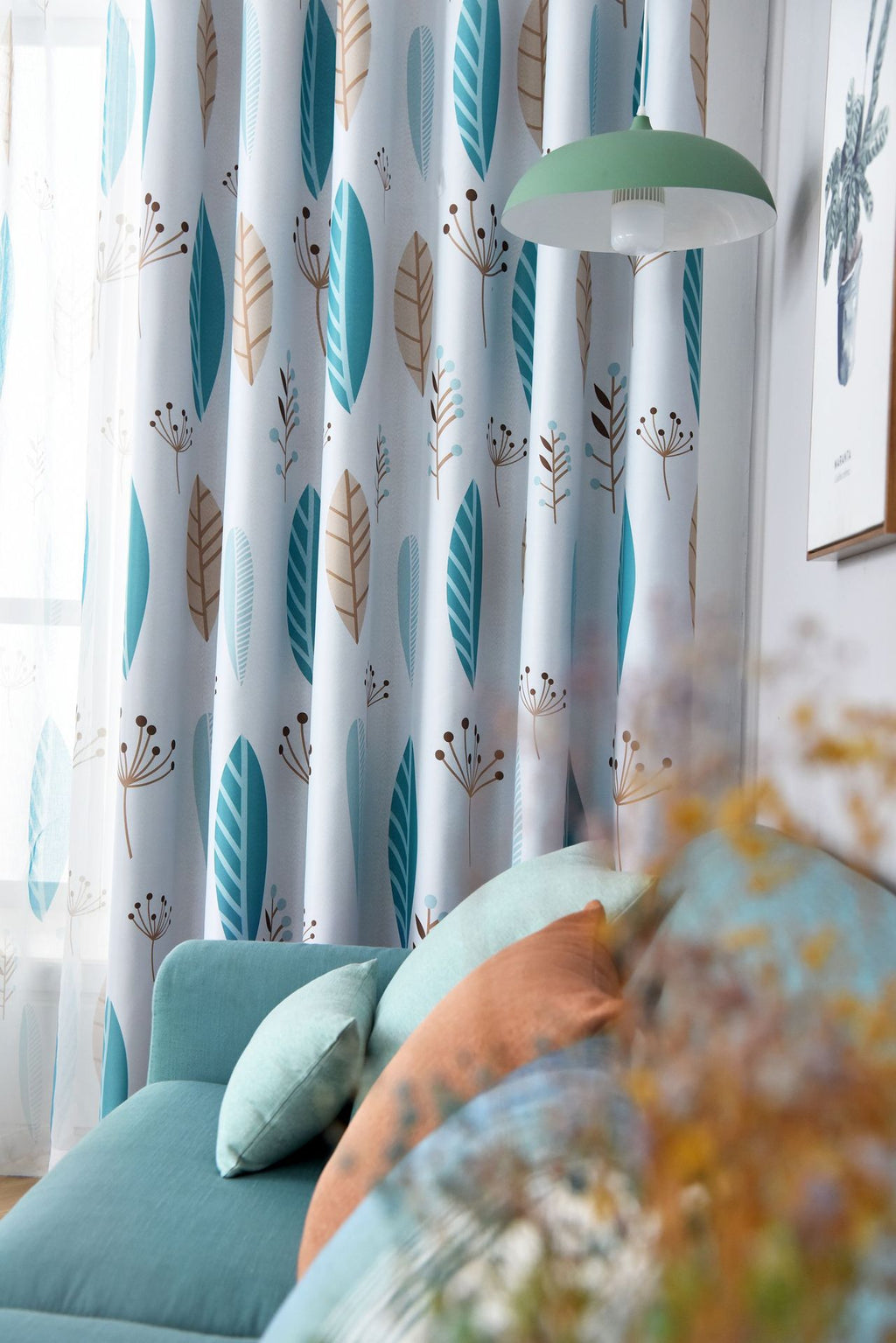 Style nordique Nordic Leaf Rideau Shading Chambre à coucher Salon Shading Rideau Finished Simp