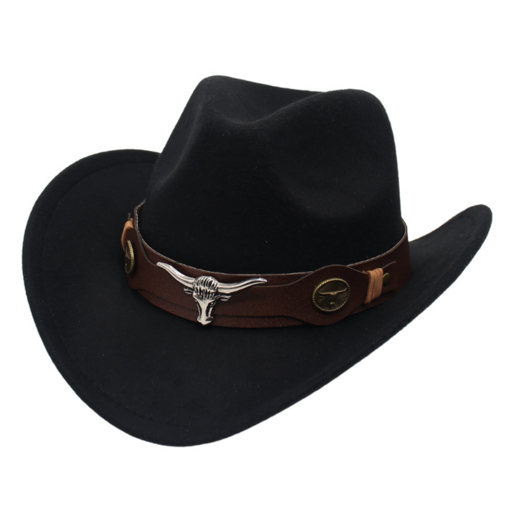 National Style Taureau Tête Décoration Western Cowboy Hat Retro ceinture mode Boucle large