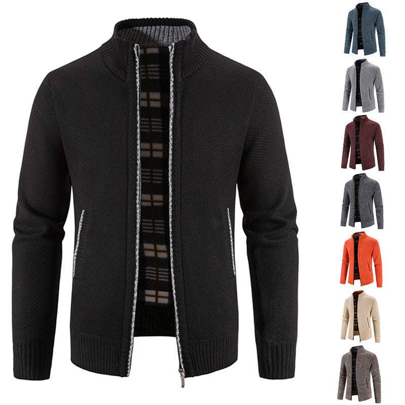 Commerce extérieur Hommes Automne et hiver Cardigan Zipper Sweater Fleece Collar Veste Homme L