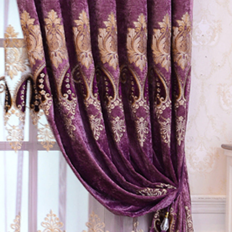 Chenille Broderie Sunshade Rideau Tissu pour chambre et salon