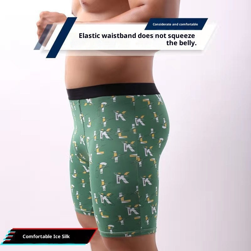 Sous-vêtements hommes Courants Version élargie de Boxer en soie glacée