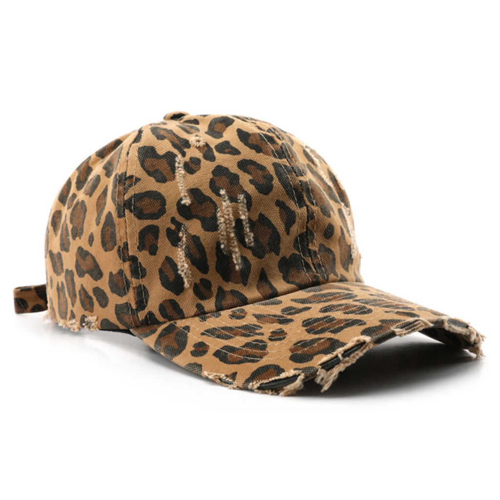 Leopard Print Diressed Beveled Ajustable Vintage style casual Casquette de baseball adapté pour