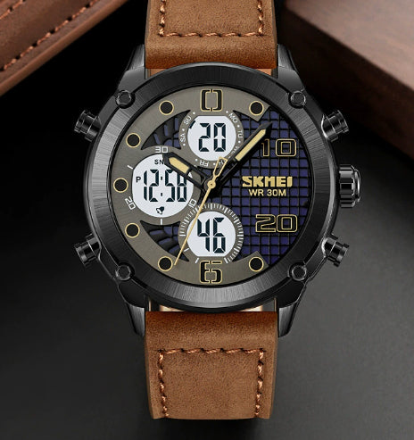 Sports de plein air hommes montre électronique double mouvement multifonctionnel