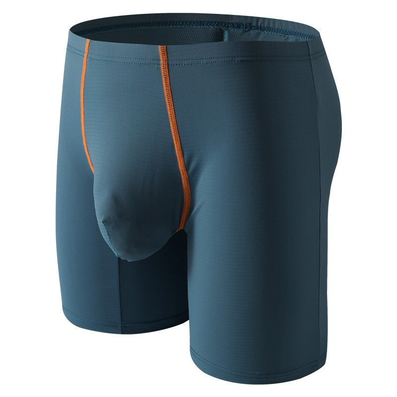 Sous-vêtements allongés Ice Silk Sexy Boxers homme Mid-waist U Convex Sexy Séchage rapide