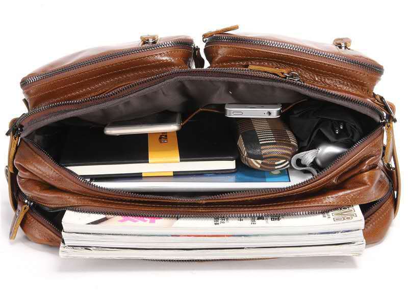 Sac en cuir importé de première couche multifonctionnel homme